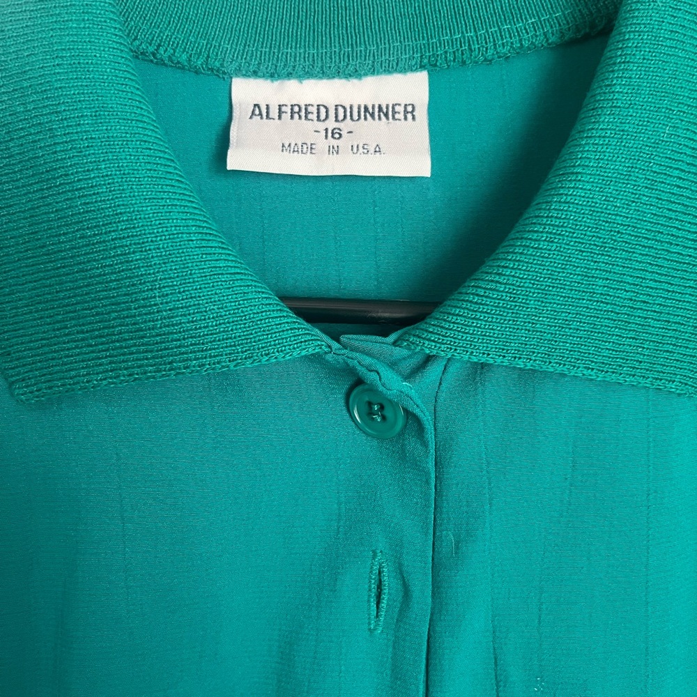 Alfred Dunner Turquoise Button-Up Top - Picture 3 of 6
